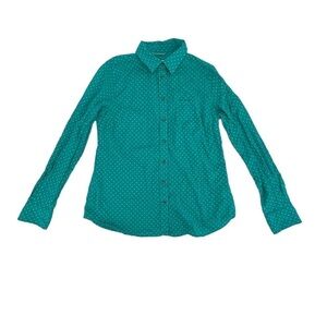 Merona Teal Button Up Long Sleeve Pointed Collar Shirt Size Small Women’s